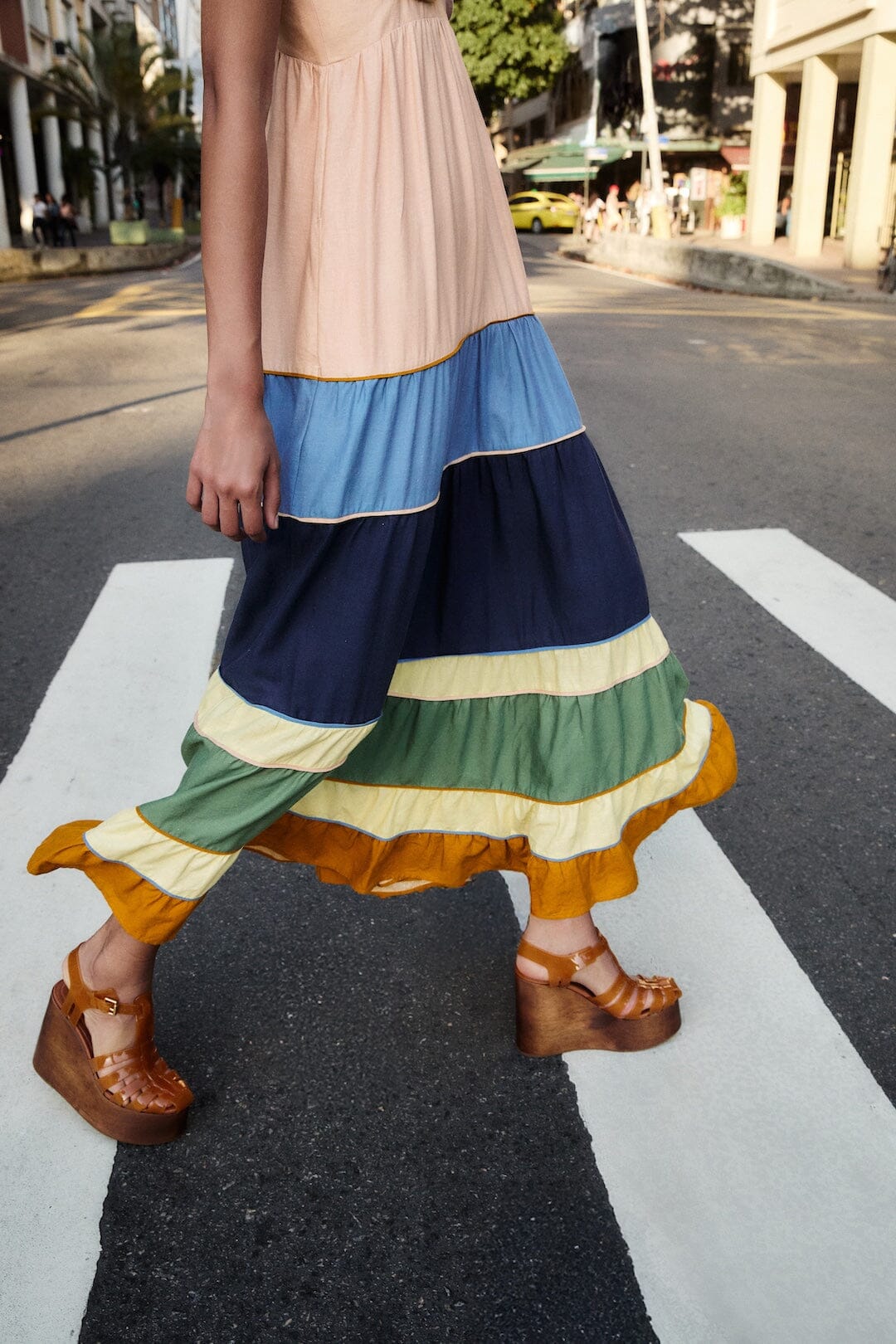 FARM Rio Shop Multicolor Pleats Lenzing Ecovero Euroflax Maxi Dress