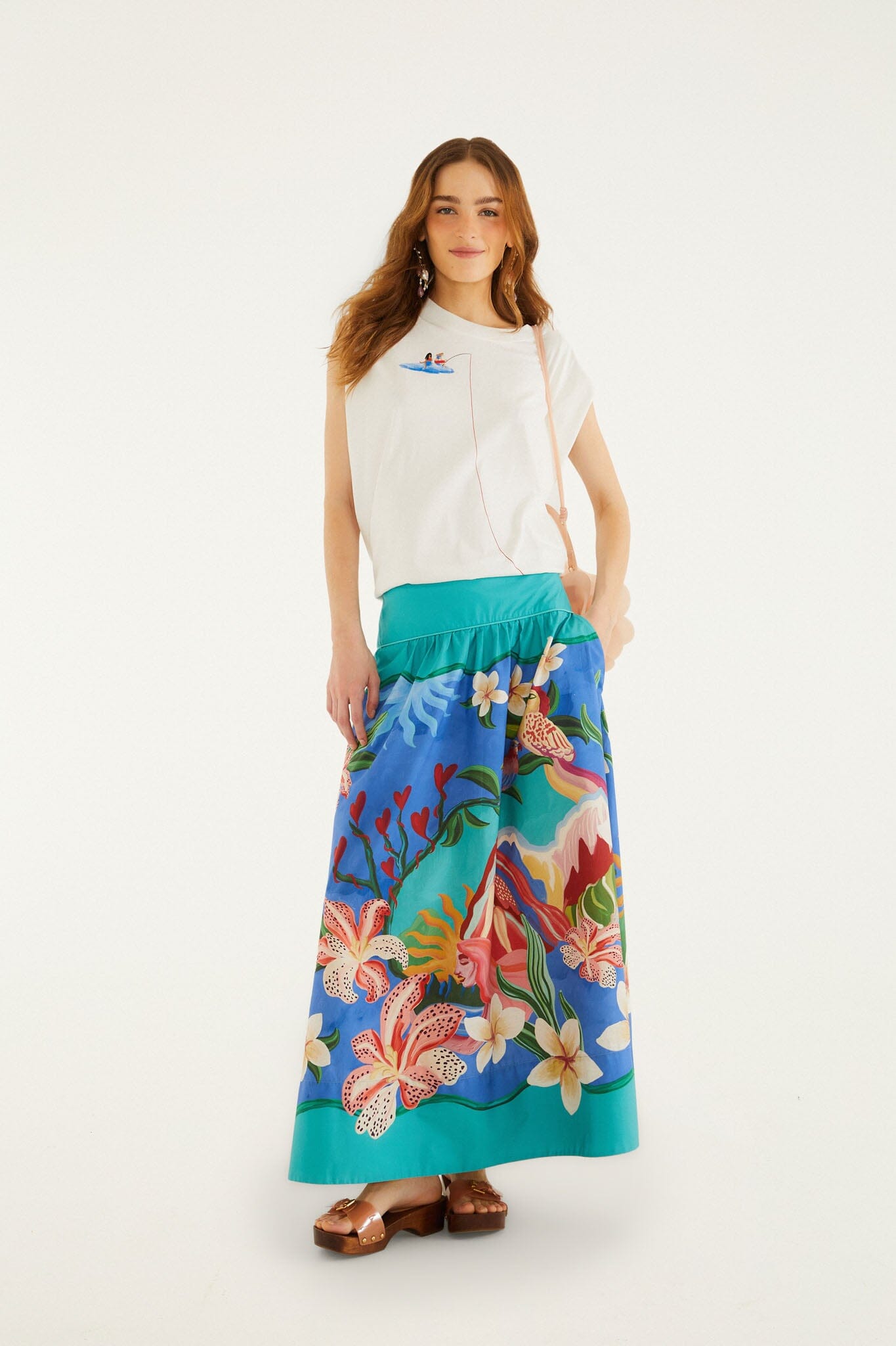 FARM Rio Shop Off-White Fishing Dreams Padded Shoulder T-Shirt