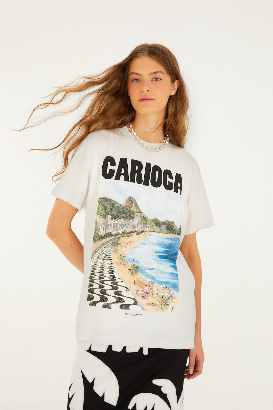 FARM Rio Shop Off-White Landscape Carioca Organic Cotton Relaxed T-Shirt