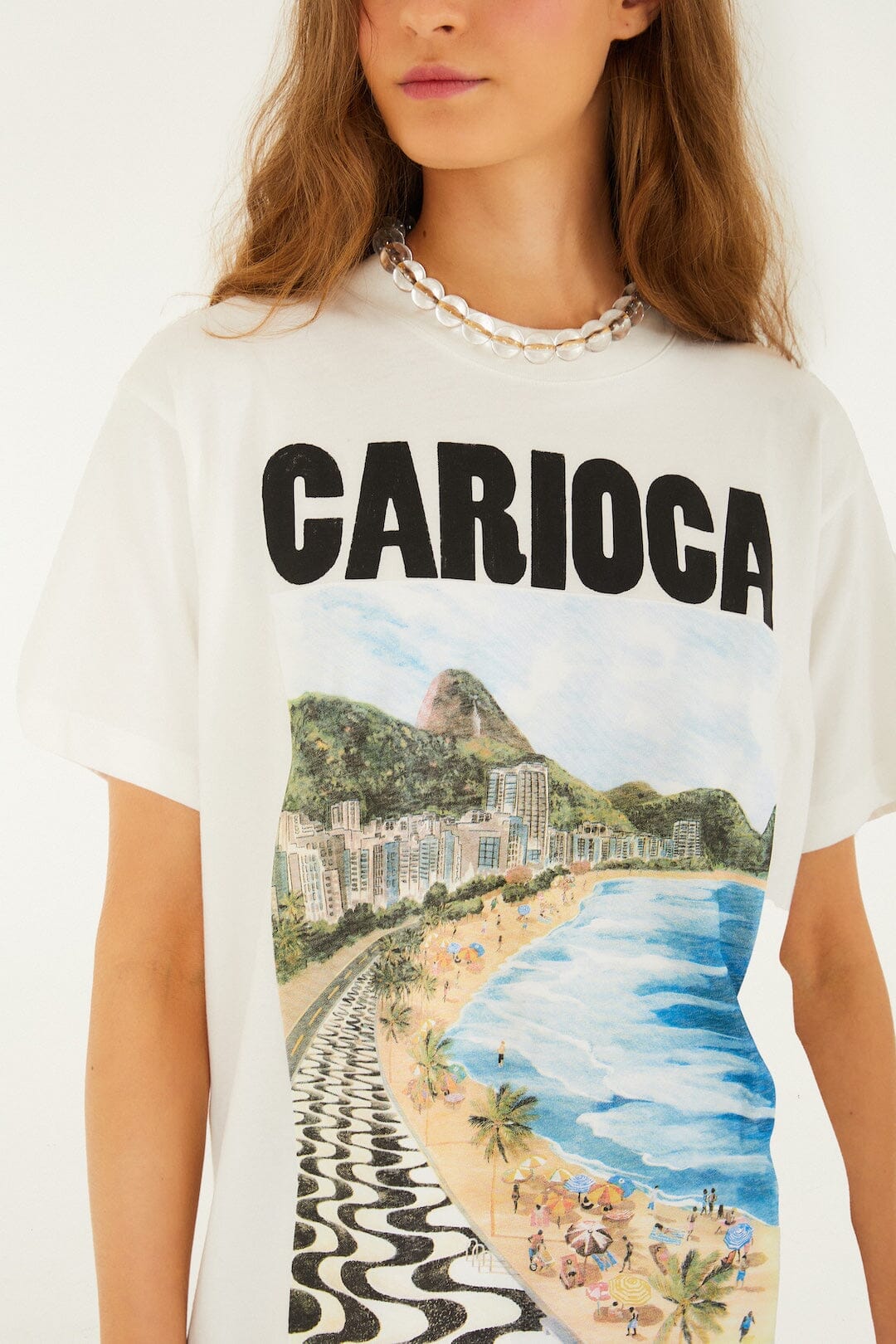 FARM Rio Shop Off-White Landscape Carioca Organic Cotton Relaxed T-Shirt