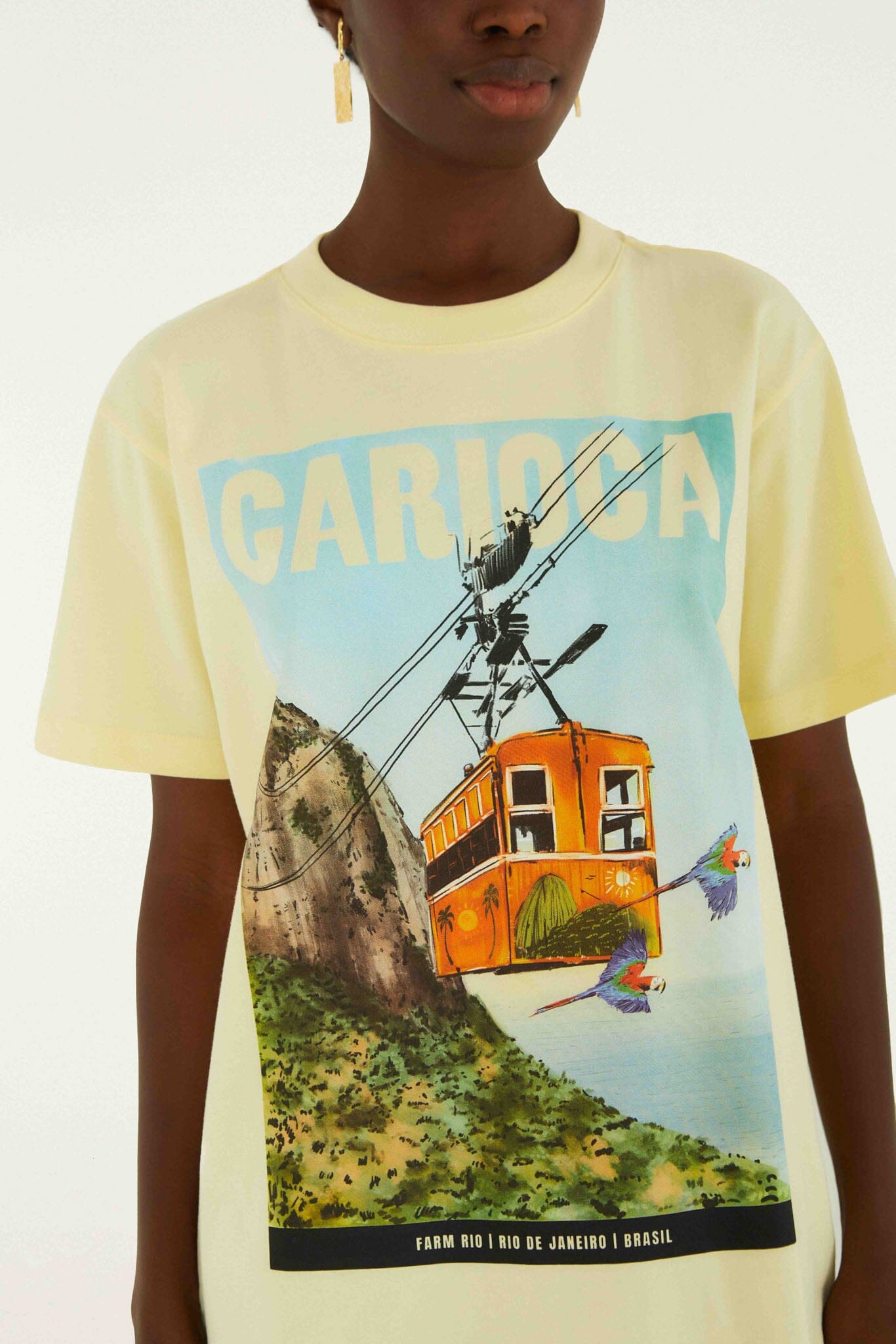 FARM Rio Shop Bondinho Landscape Carioca Organic Cotton Relaxed T-Shirt