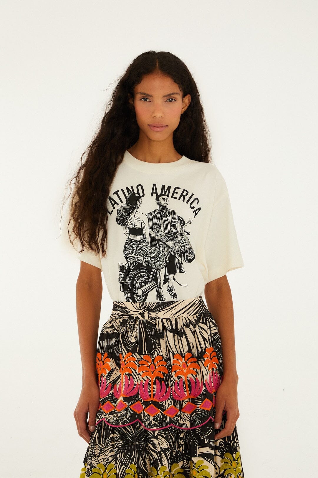 FARM Rio Shop Off-White Latino Americana Organic Cotton T-Shirt