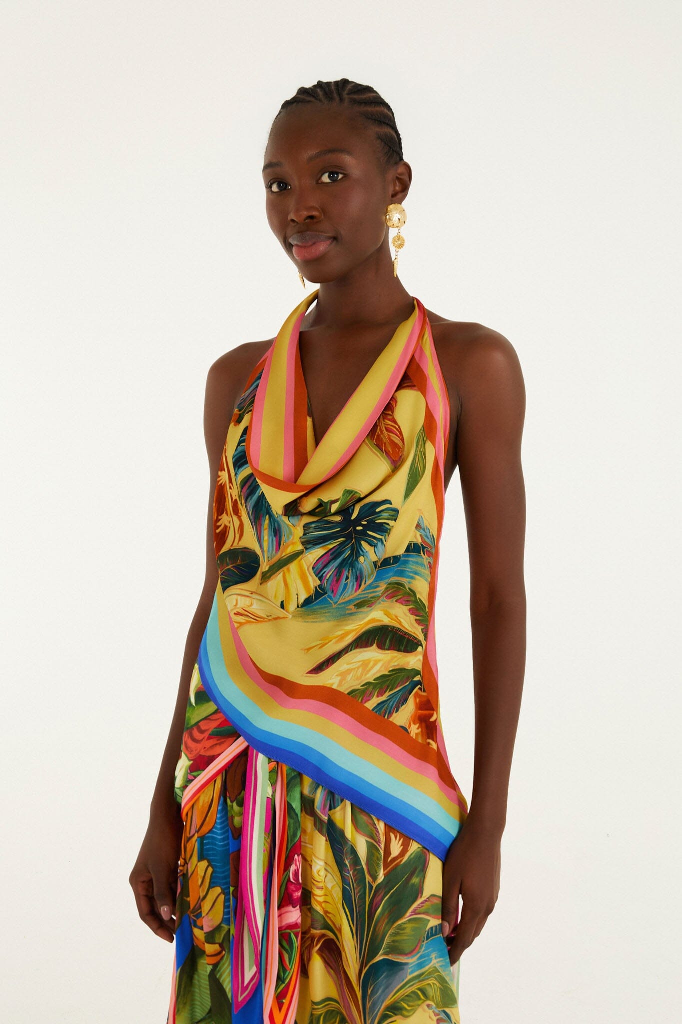 FARM Rio Shop Multicolor Rainbow Summer Scarf Lenzing Ecovero Viscose Blouse