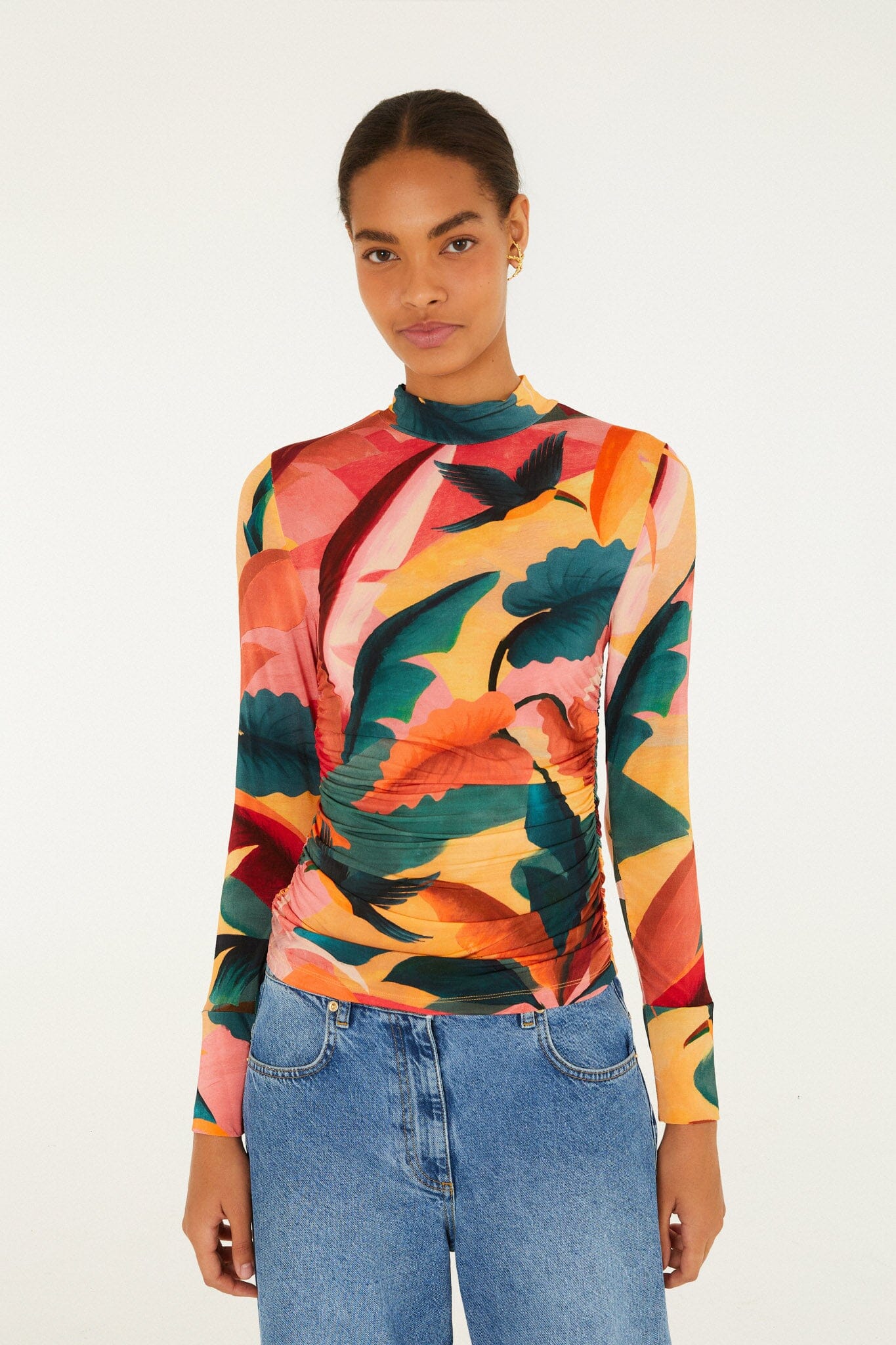 FARM Rio Shop Multicolor Atlantic Rainforest Jersey Blouse
