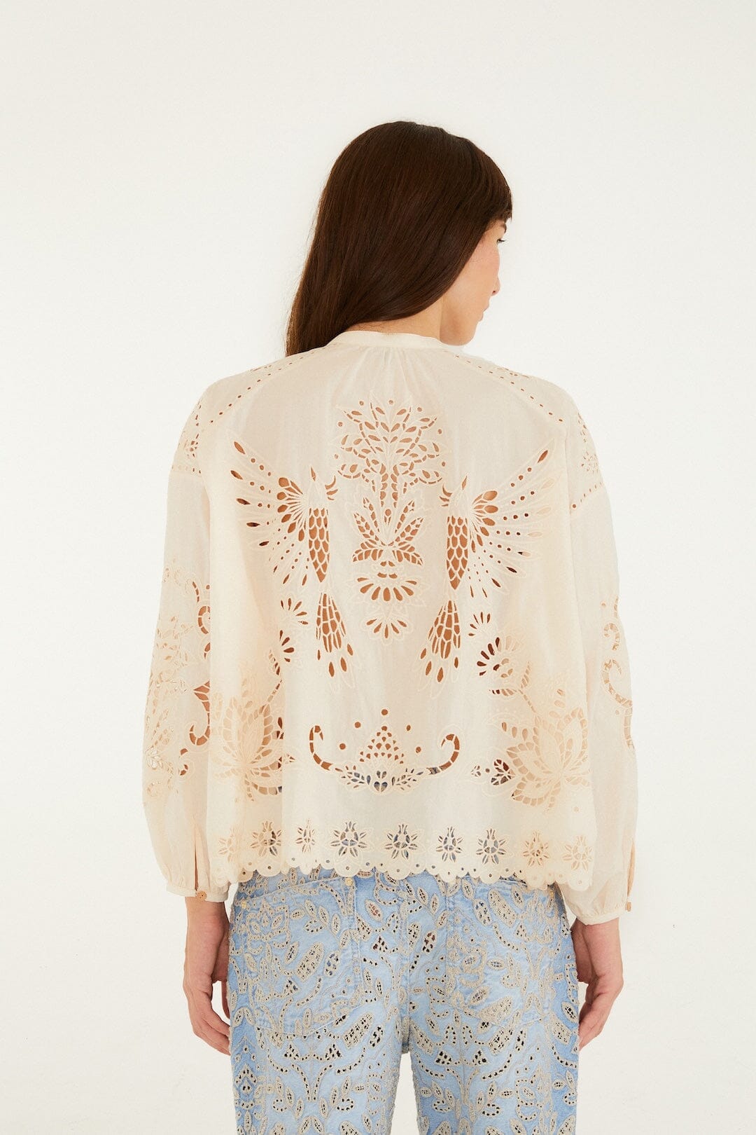 FARM Rio Shop Soft Pink Artisanal Long Sleeve Blouse