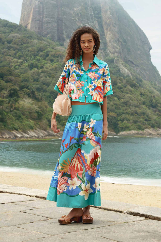 FARM Rio Shop Multicolor Garden Of Life Pockets Midi Skirt