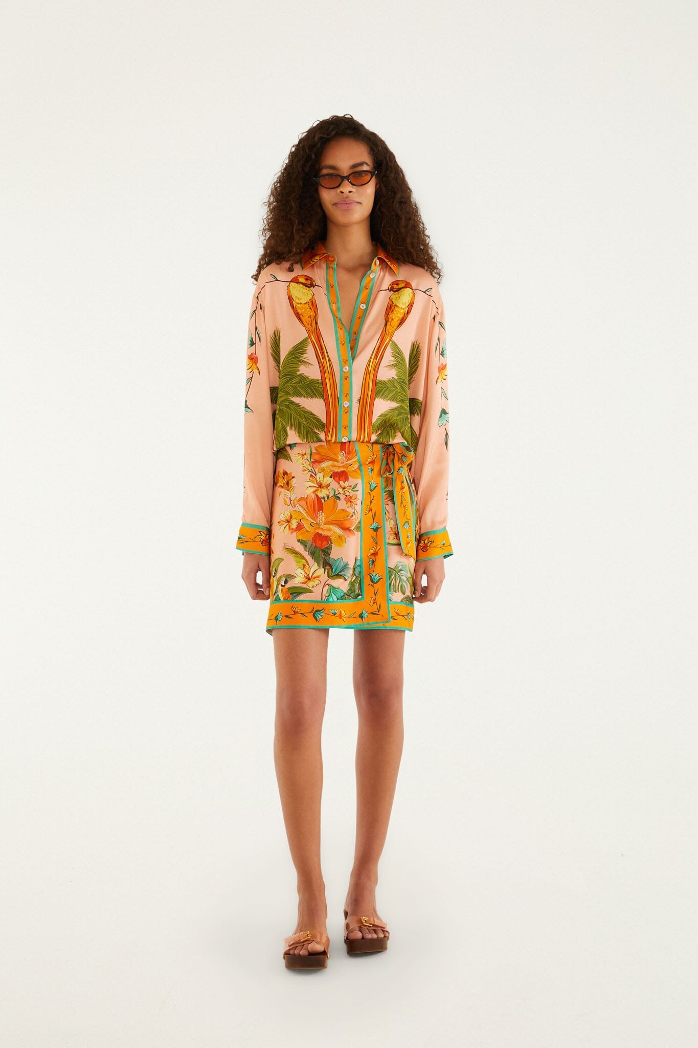 FARM Rio Shop Multicolor Birds Lenzing Ecovero Mini Skirt