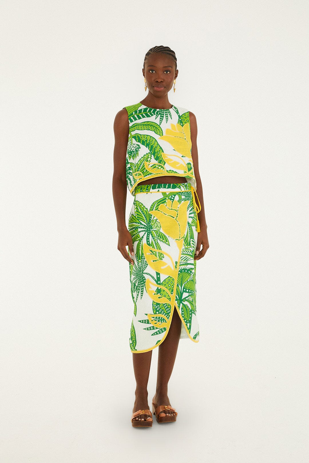 FARM Rio Shop Off-White Amazon Graphic Midi Skirt