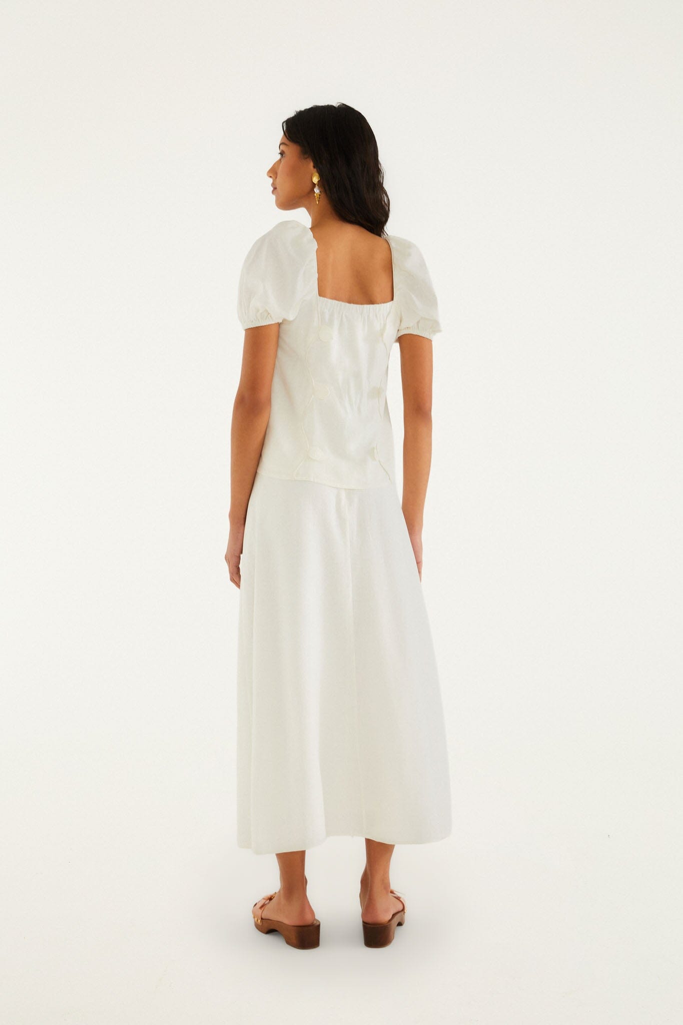 FARM Rio Shop Off-White 3d Flowers Midi Skirt