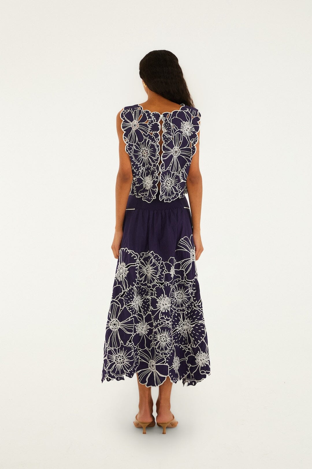 FARM Rio Shop Blue Flowers Richelieu Organic Cotton Maxi Skirt