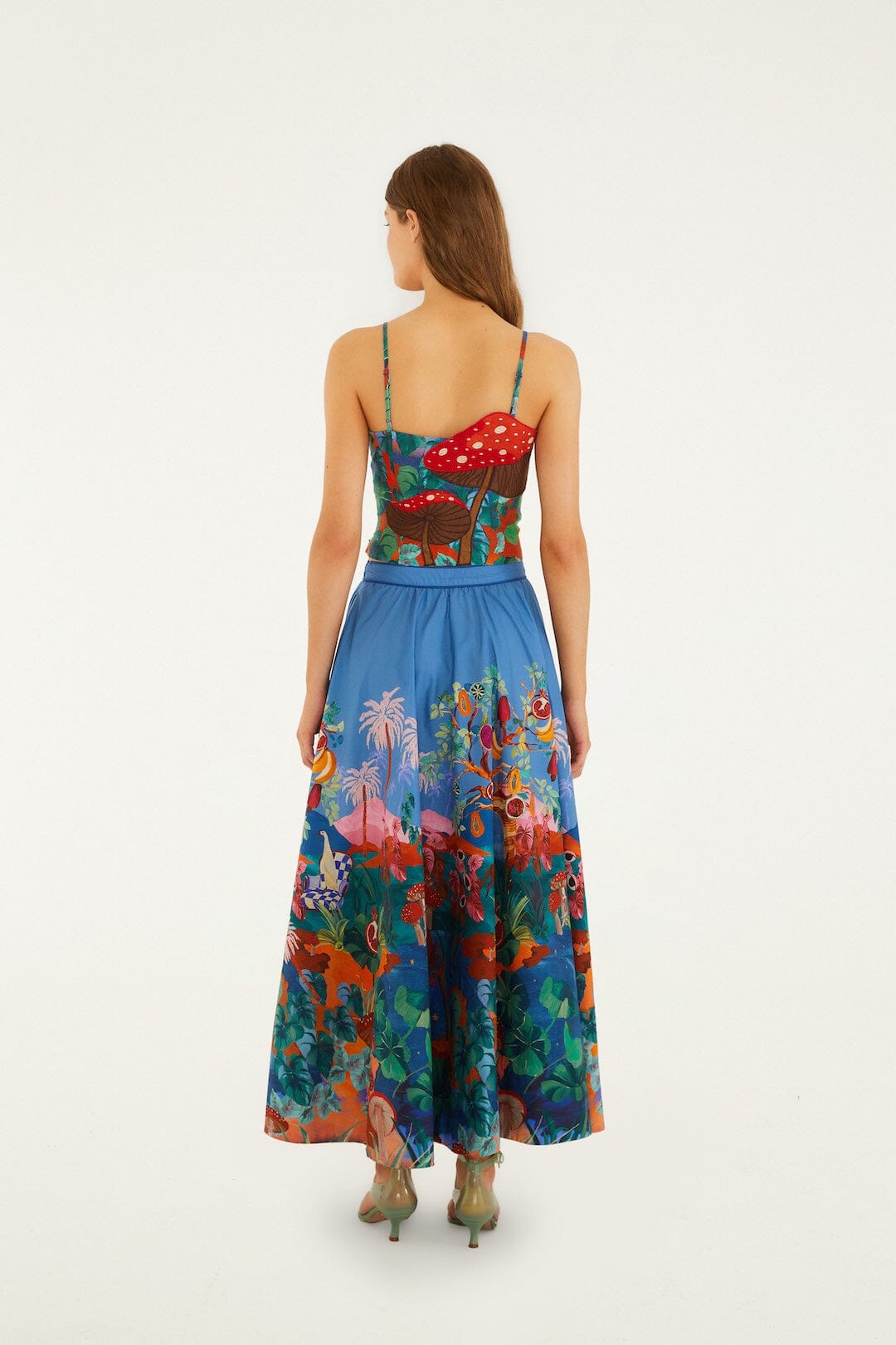 FARM Rio Shop Multicolor Dream Landscape Organic Cotton Midi Skirt
