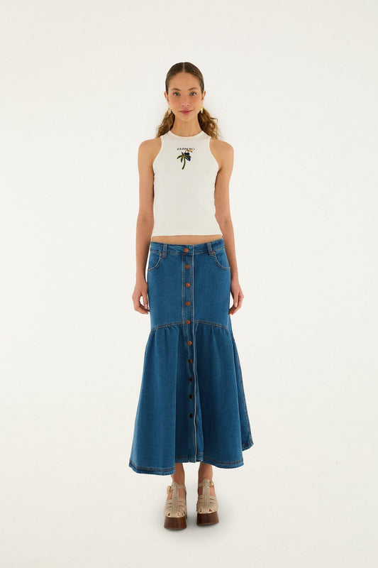 FARM Rio Shop Panelled Denim Long Skirt