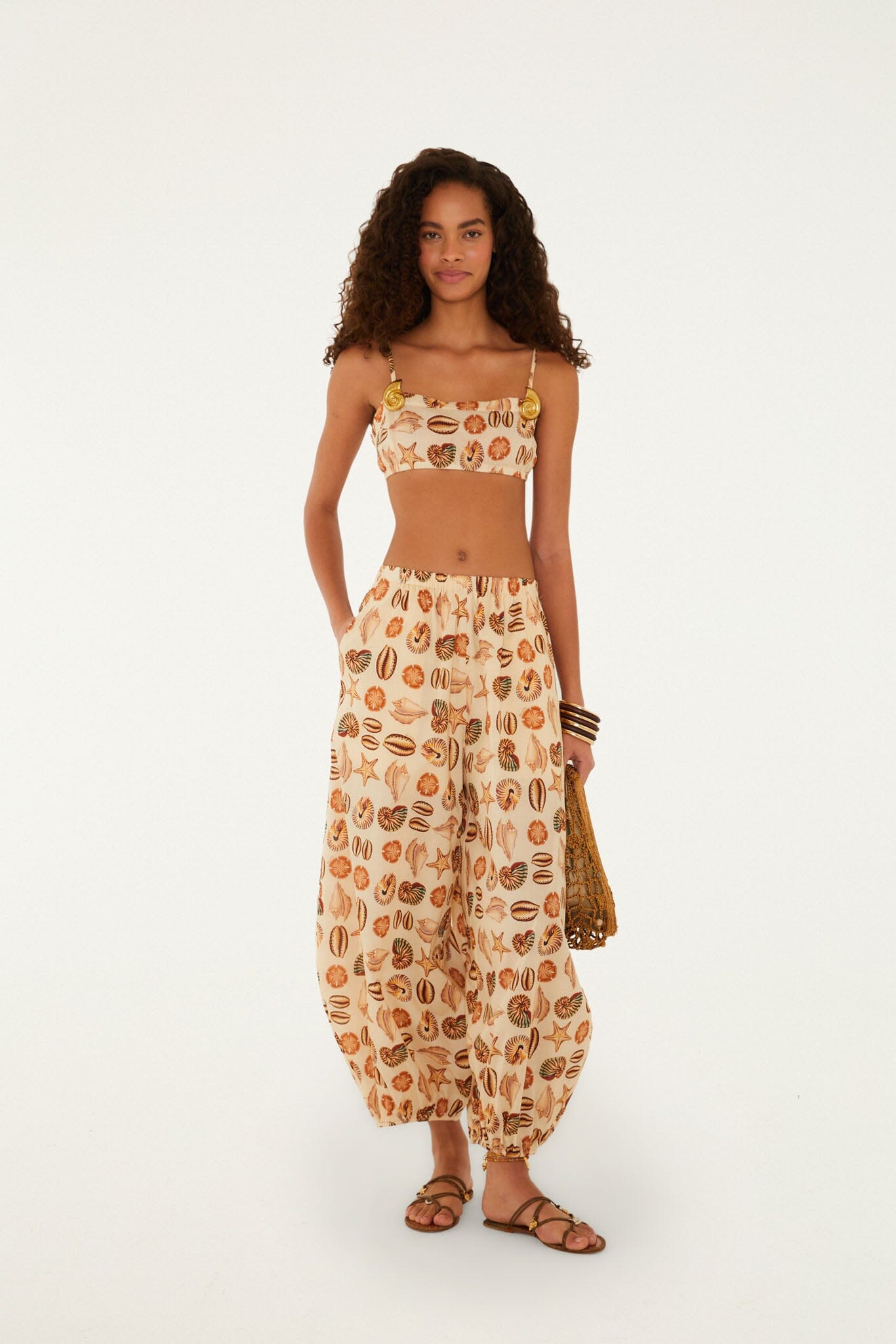 FARM Rio Shop Sand Marine Shells Balloon Pants