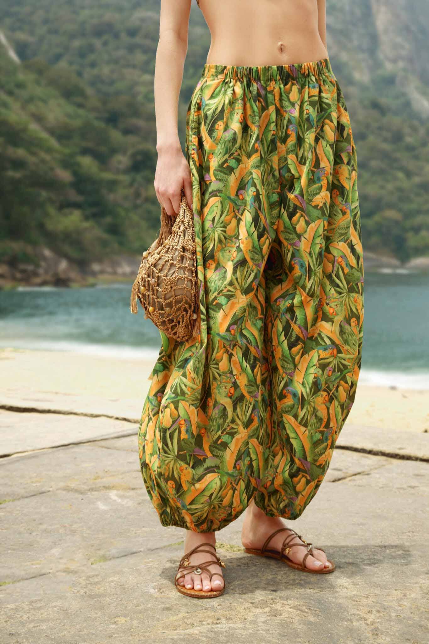 FARM Rio Shop Forest Green Parrots Balloon Pants