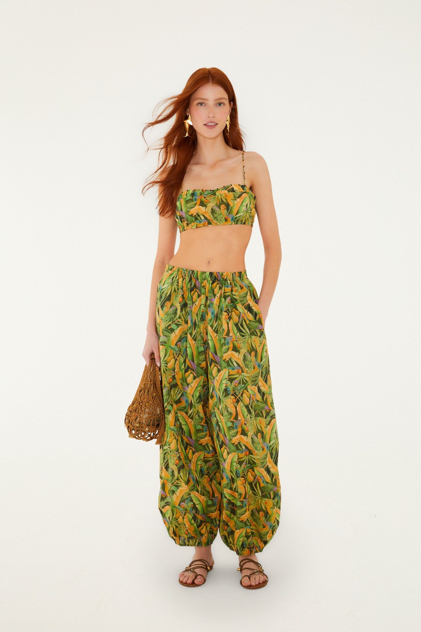FARM Rio Shop Forest Green Parrots Balloon Pants