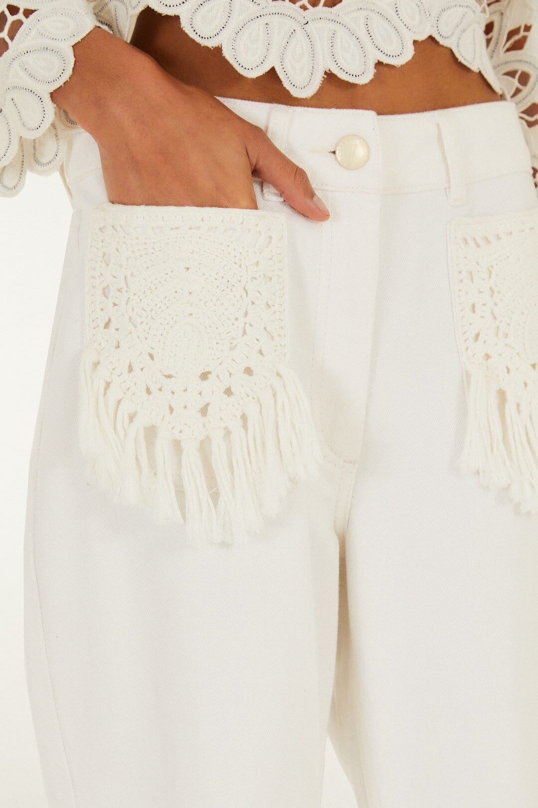 FARM Rio Shop Twill Fringe Pocket Pants