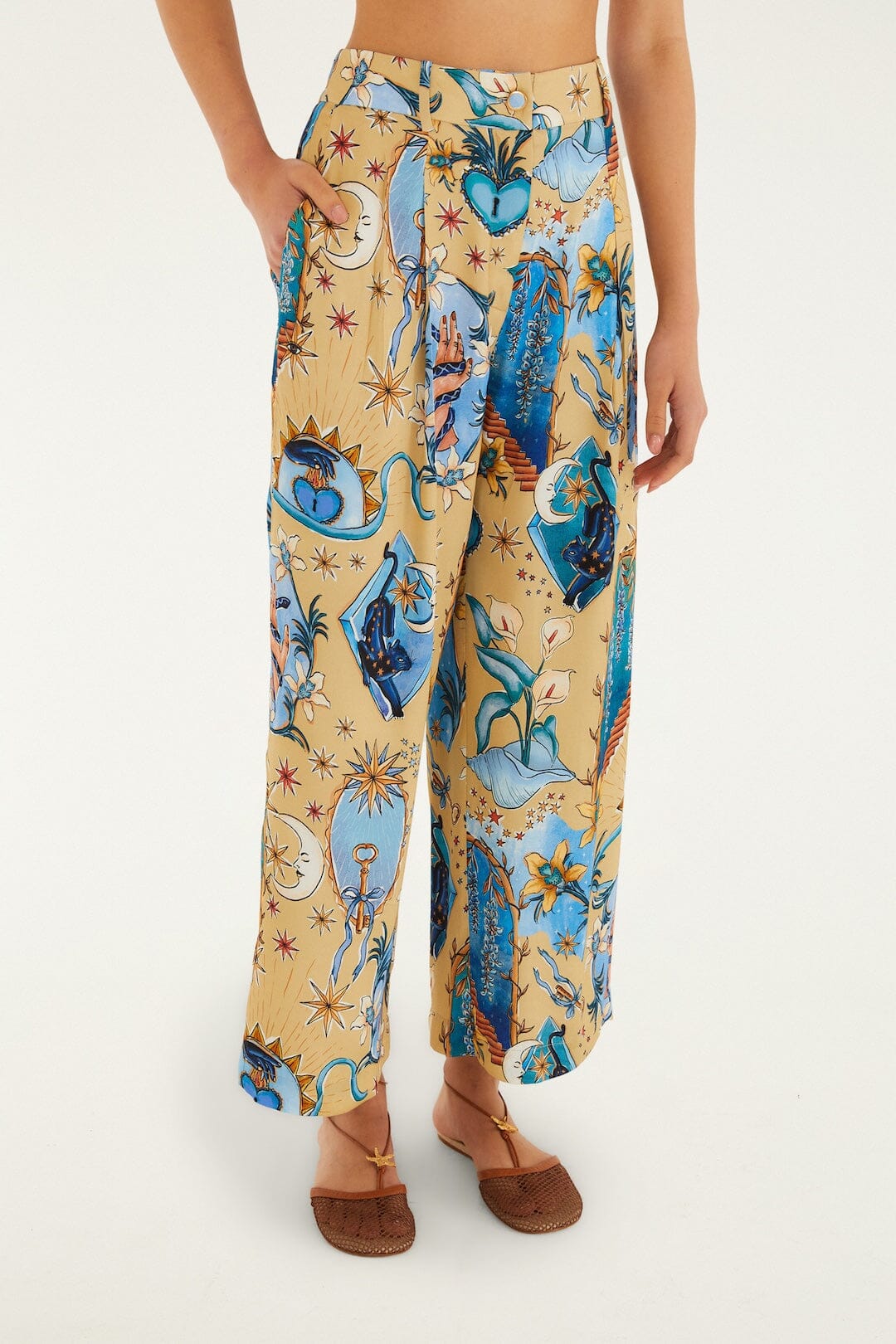 FARM Rio Shop Sand Mystical Wide-Leg Lenzing Ecovero Viscose Pants