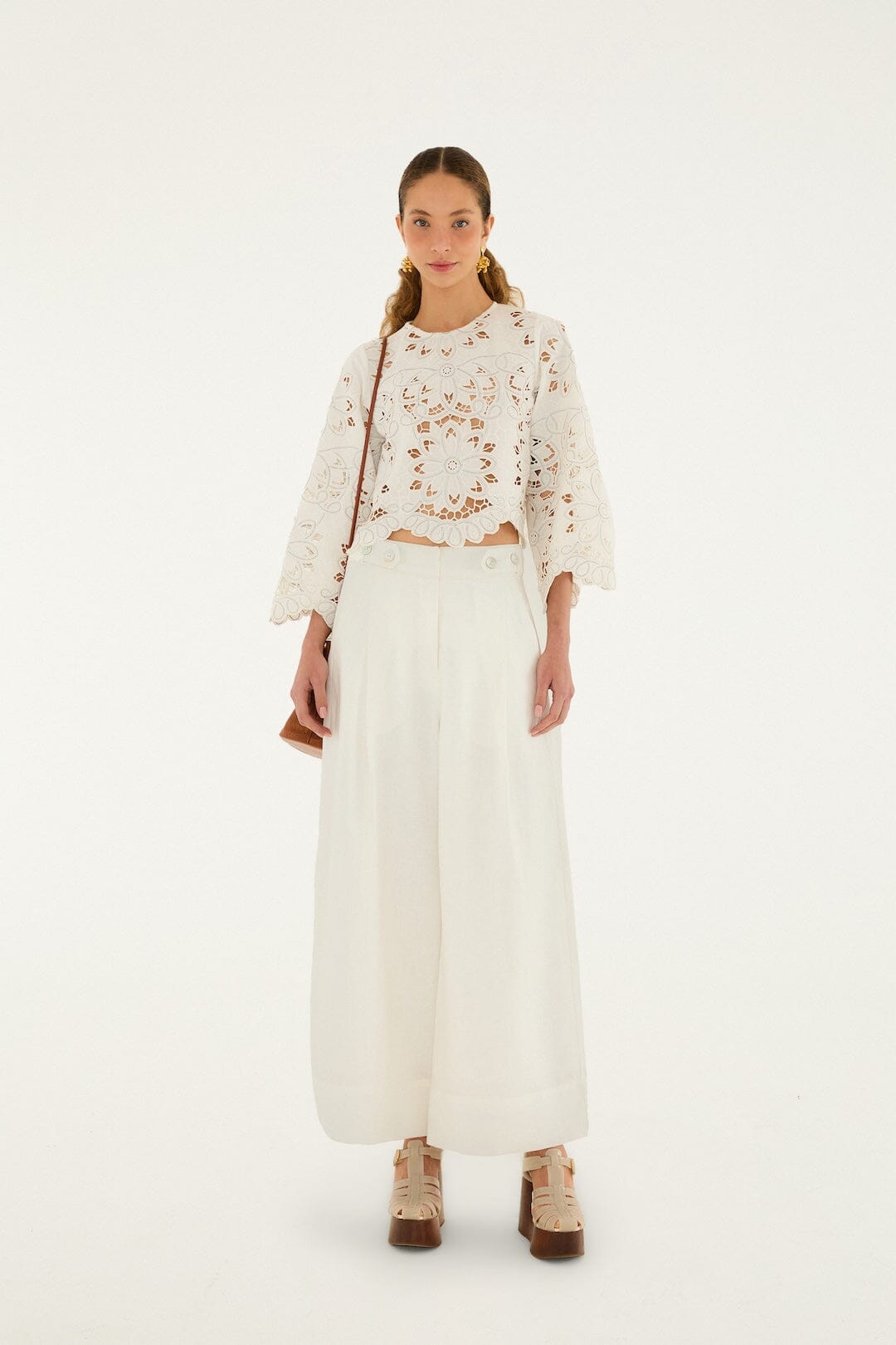 FARM Rio Shop Off-White High Waisted Euroflax Premium Linen Pants