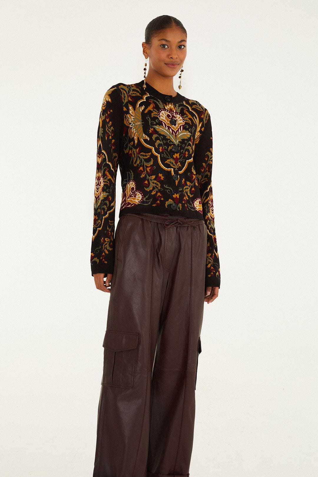 FARM Rio Shop Burgundy Leather Pants
