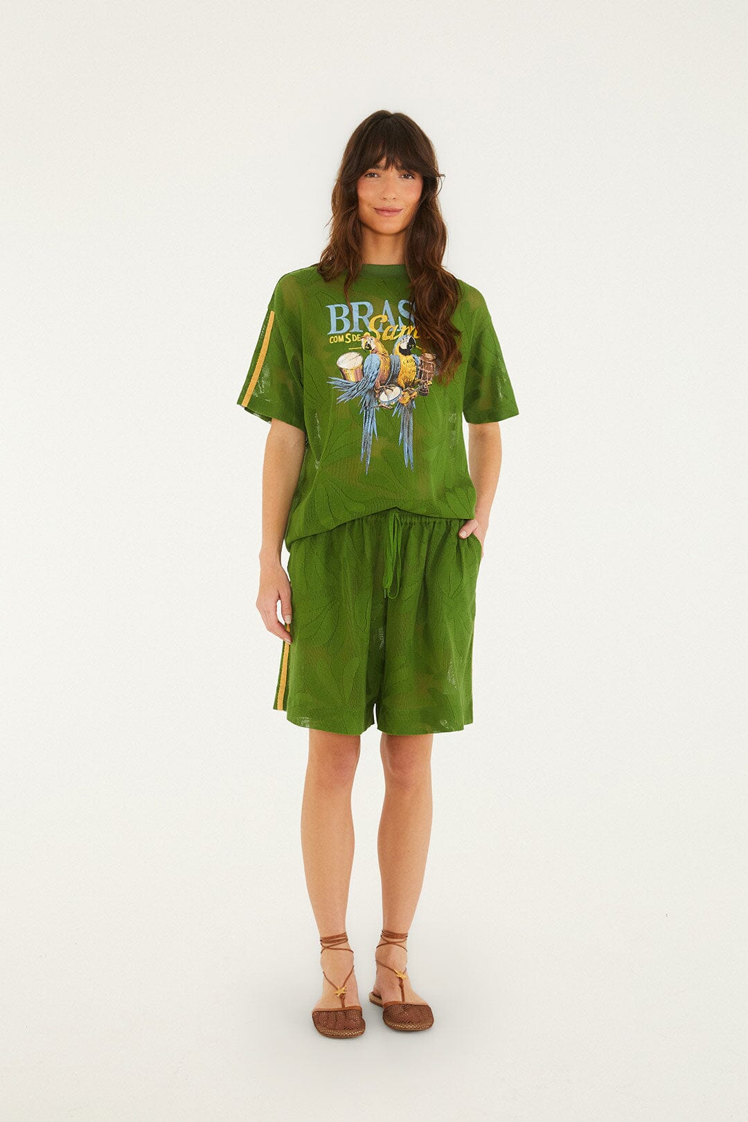 FARM Rio Shop Green Brasil Samba Lace Shorts