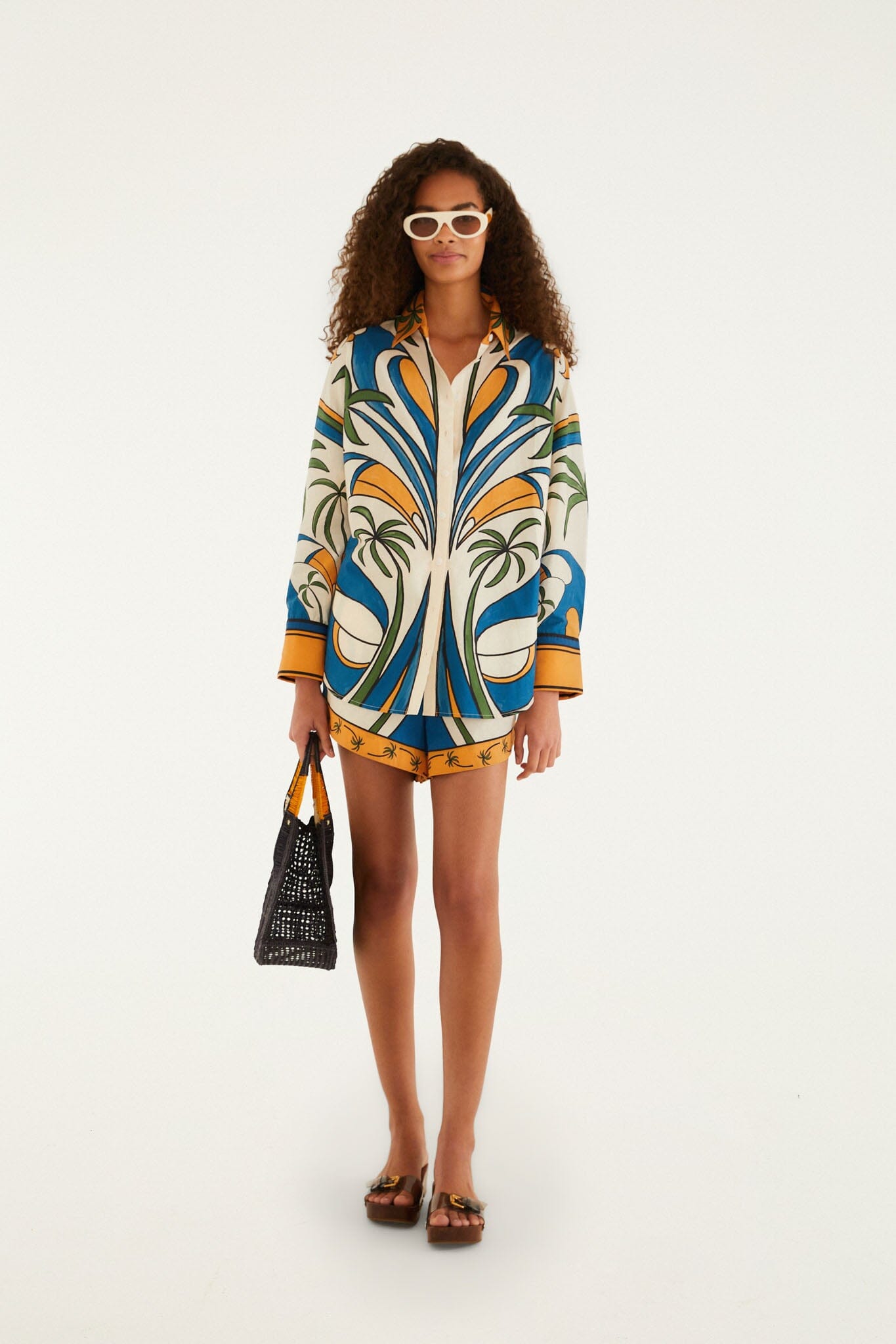 FARM Rio Shop Multicolor Tropical Graphic Drawstring Pockets Shorts