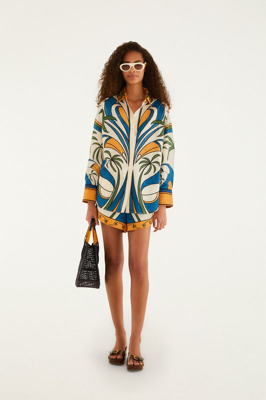 FARM Rio Shop Multicolor Tropical Graphic Drawstring Pockets Shorts