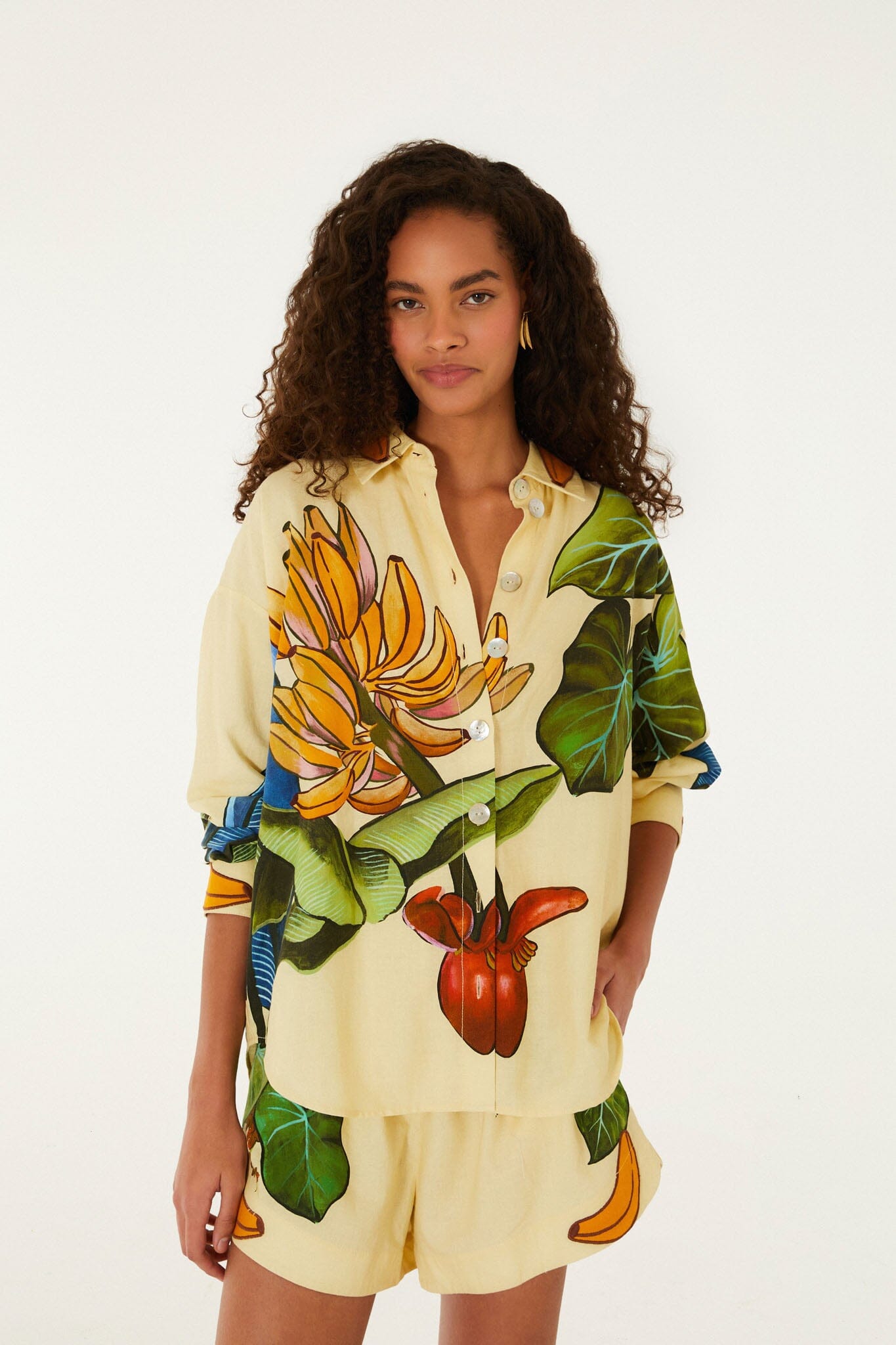 FARM Rio Shop Yellow Banana Grapes Drawstring Lenzing Ecovero Euroflax Shorts