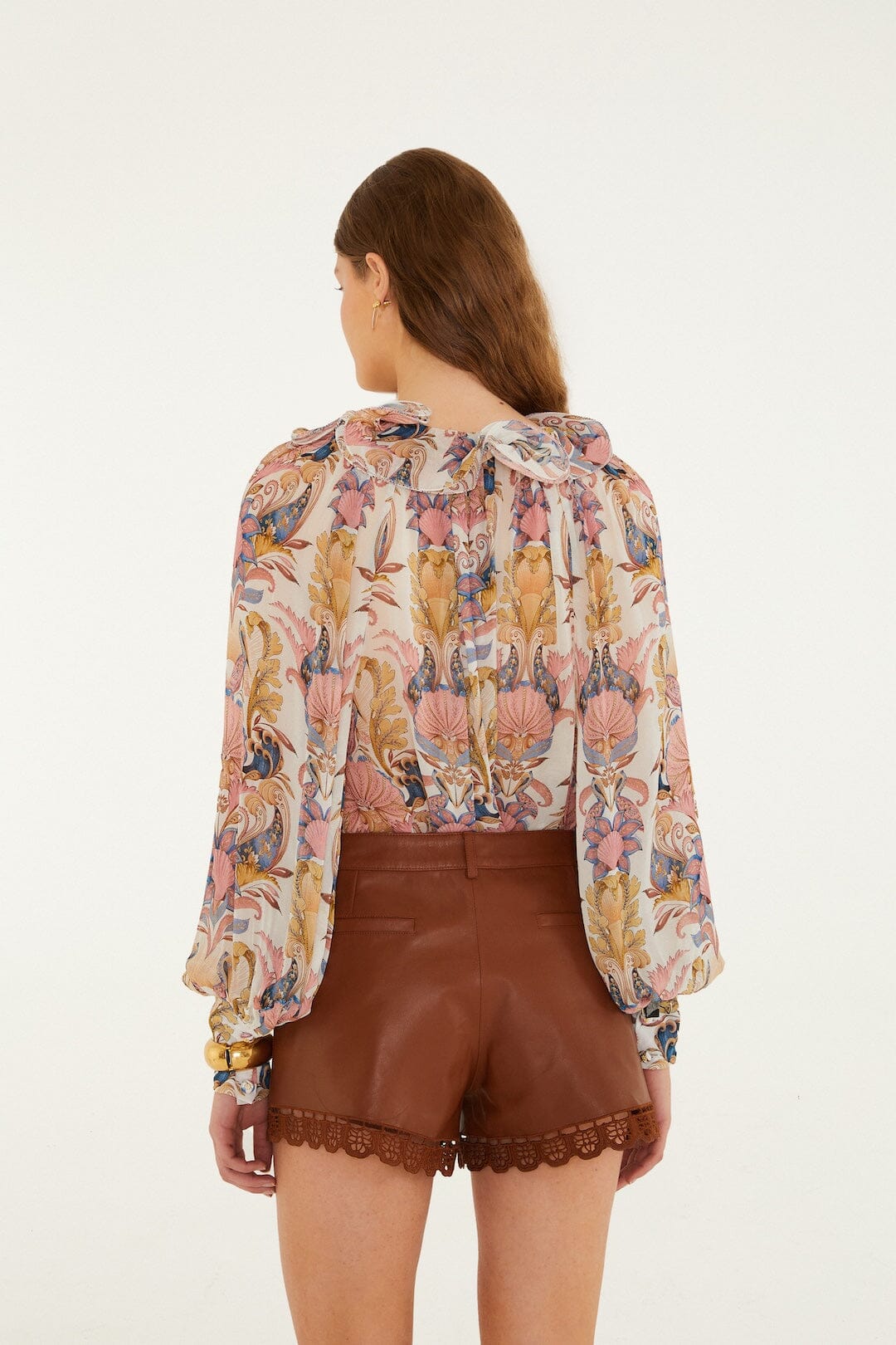 FARM Rio Shop Caramel Richelieu Belt Loops Leather Shorts