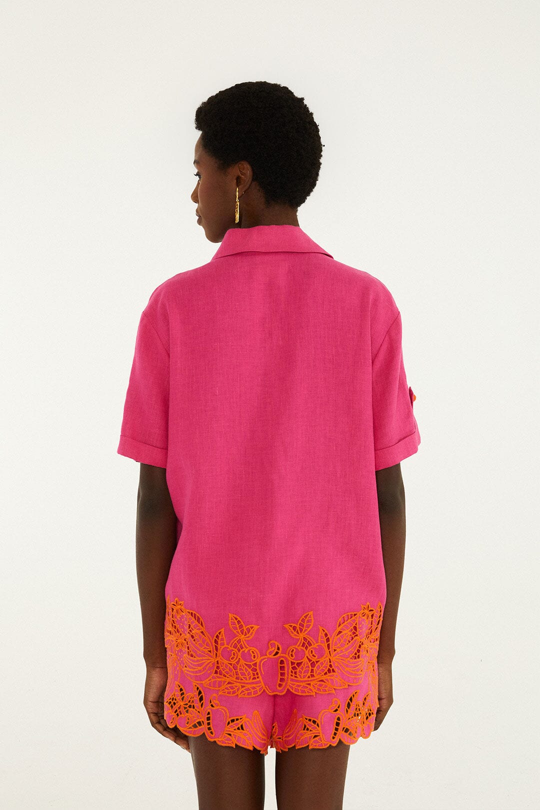 FARM Rio Shop Pink Fruit Richelieu Artisanal Euroflax Premium Linen Shorts