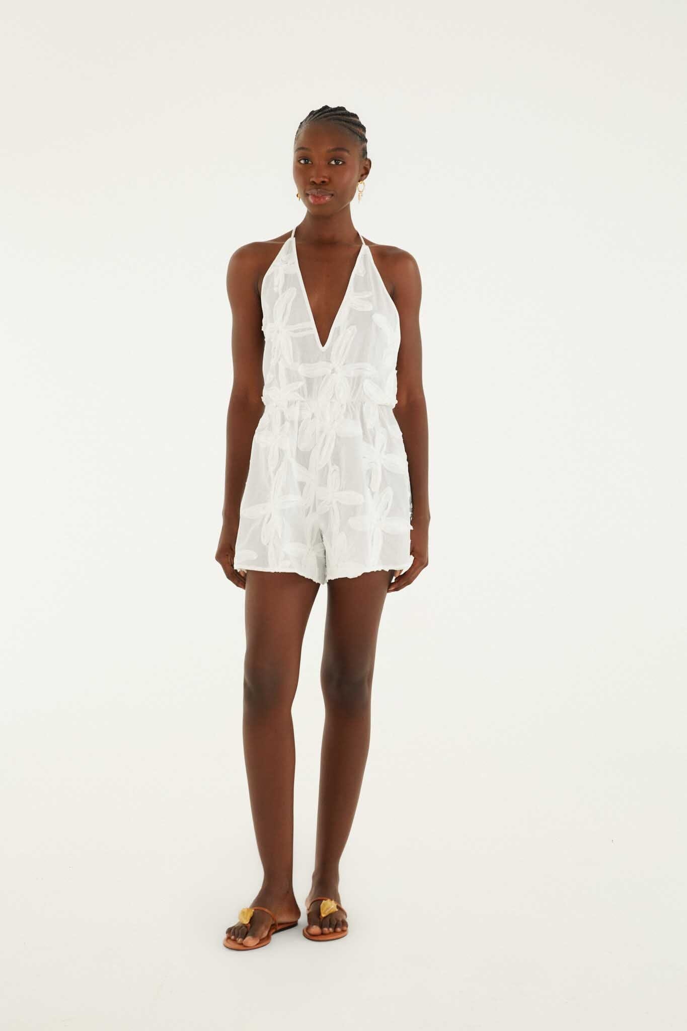 FARM Rio Shop Romper With Neck Tie