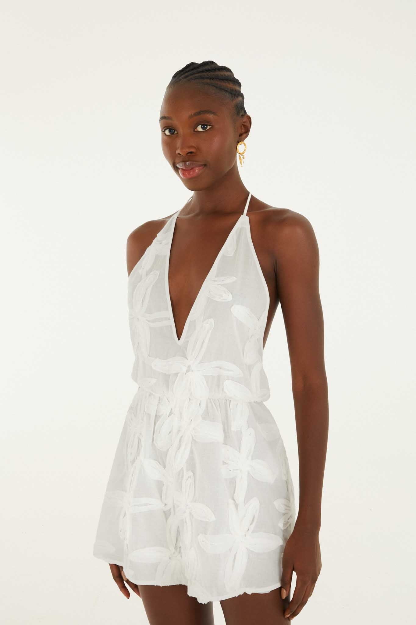 FARM Rio Shop Romper With Neck Tie