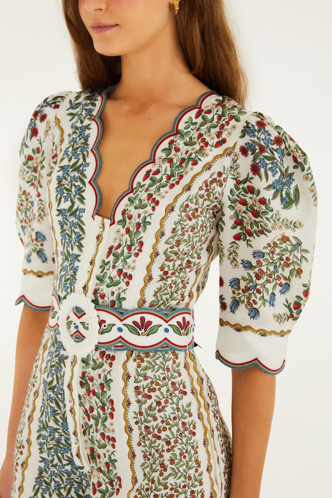 FARM Rio Shop Off-White Fruit Beauty Euroflax Premium Linen Mini Cut Out Romper