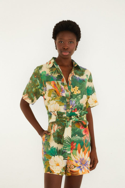 FARM Rio Shop Multicolor Oriental Garden Lenzing Ecovero Euroflax Romper