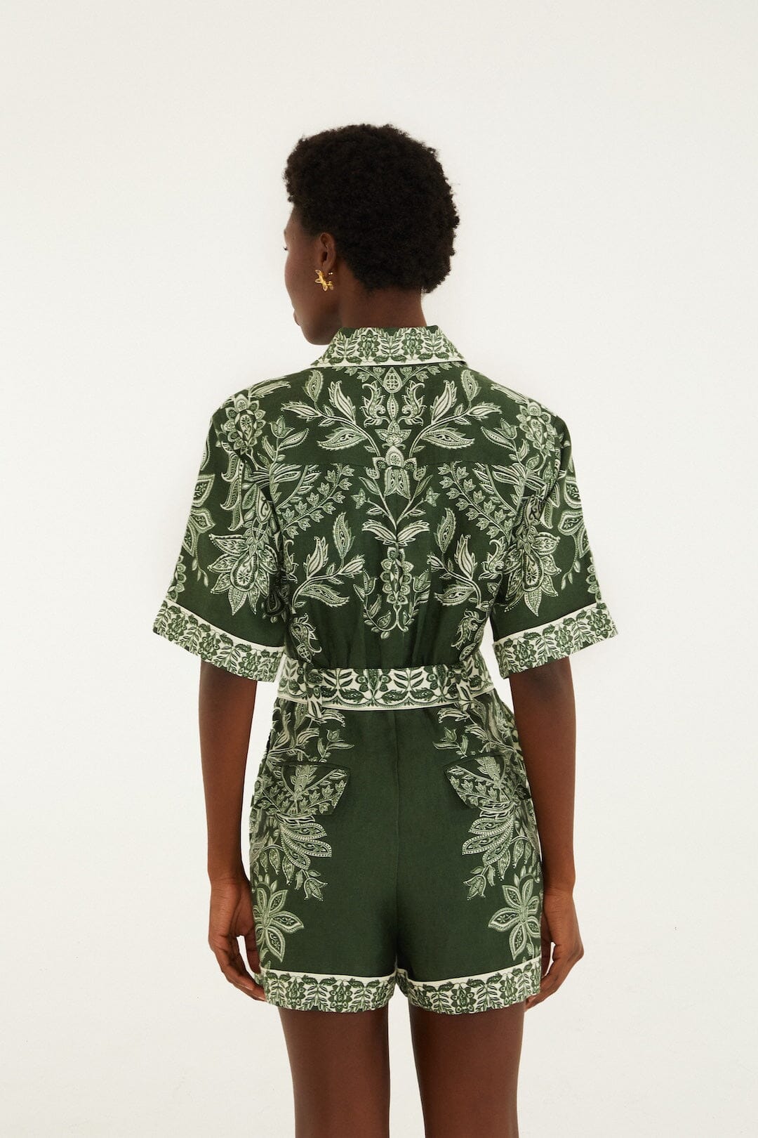 FARM Rio Shop Dark Green Miranda Belted Romper