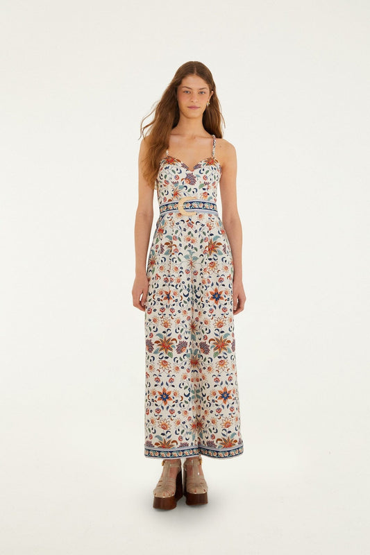 FARM Rio Shop Soft Pink Floral Delhi Tapestry Belted Jumpsuit