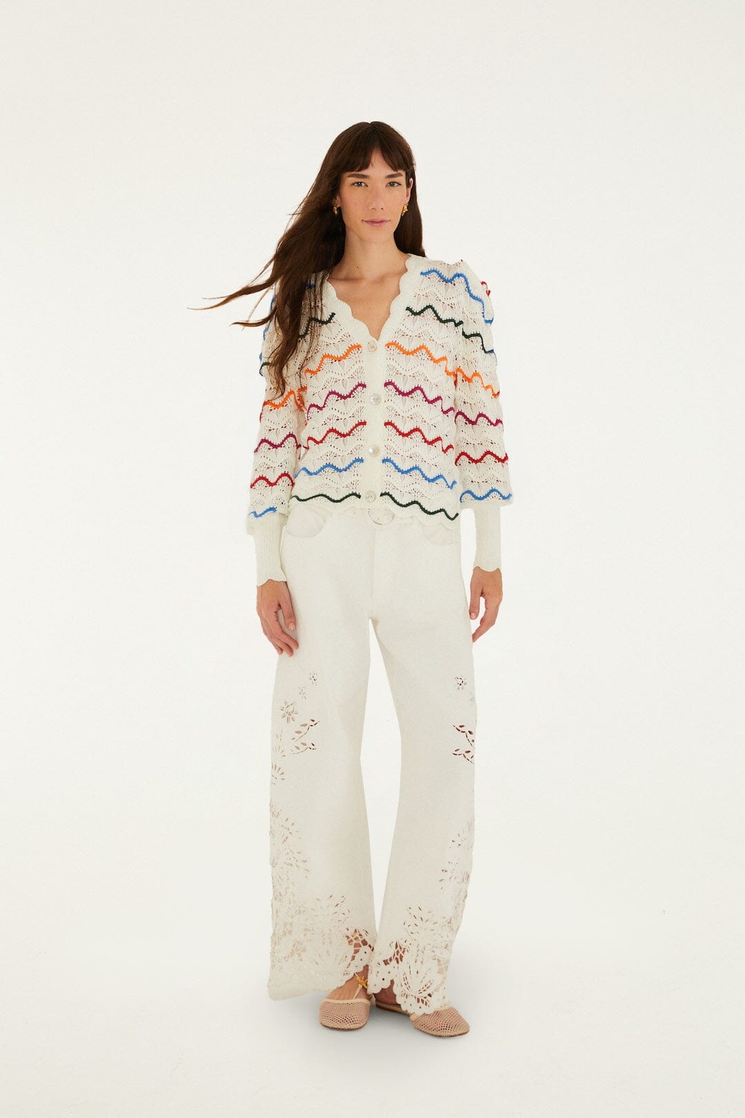 FARM Rio Shop Colorful Stripes Knit Cardigan