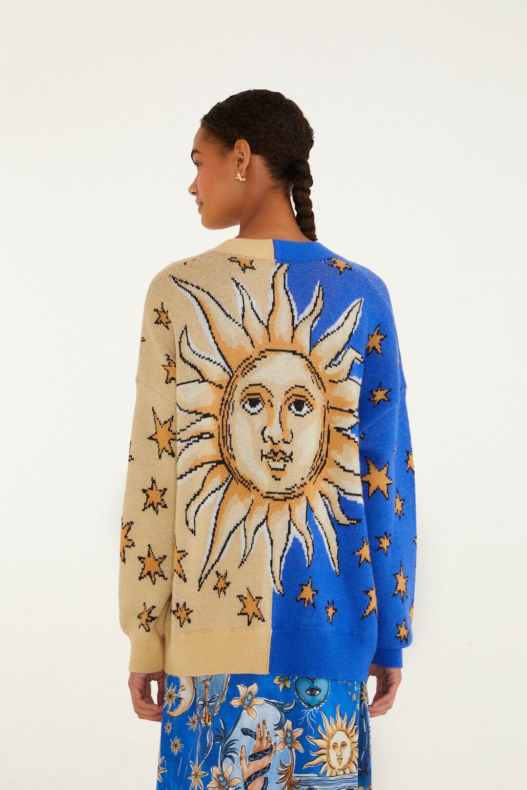 FARM Rio Shop Mixed Mystical Sun Buttoned Knit Cardigan