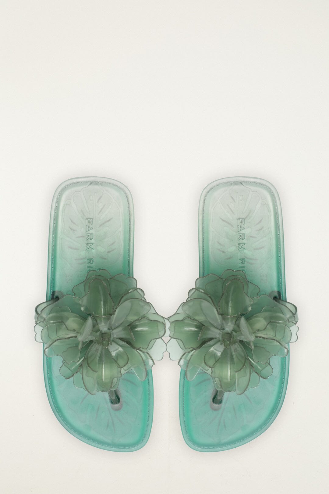 FARM Rio Shop Green Jelly Flower Flat Sandal