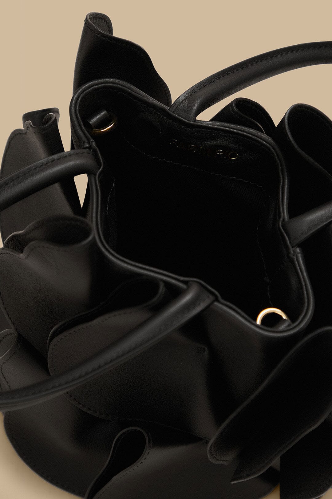 FARM Rio Shop Black Leather Flower Bag