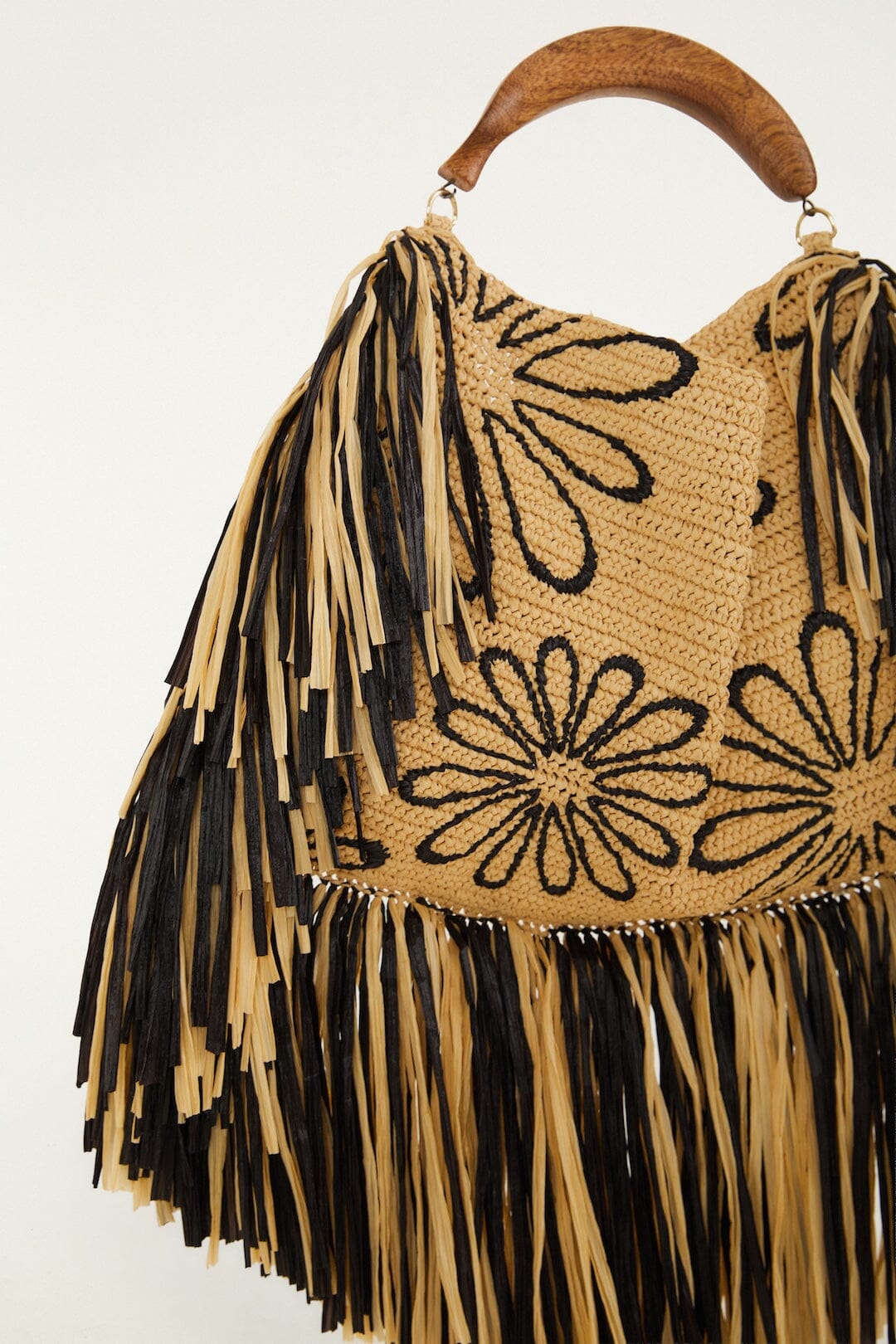 FARM Rio Shop Fringed Raffia Mini Bag