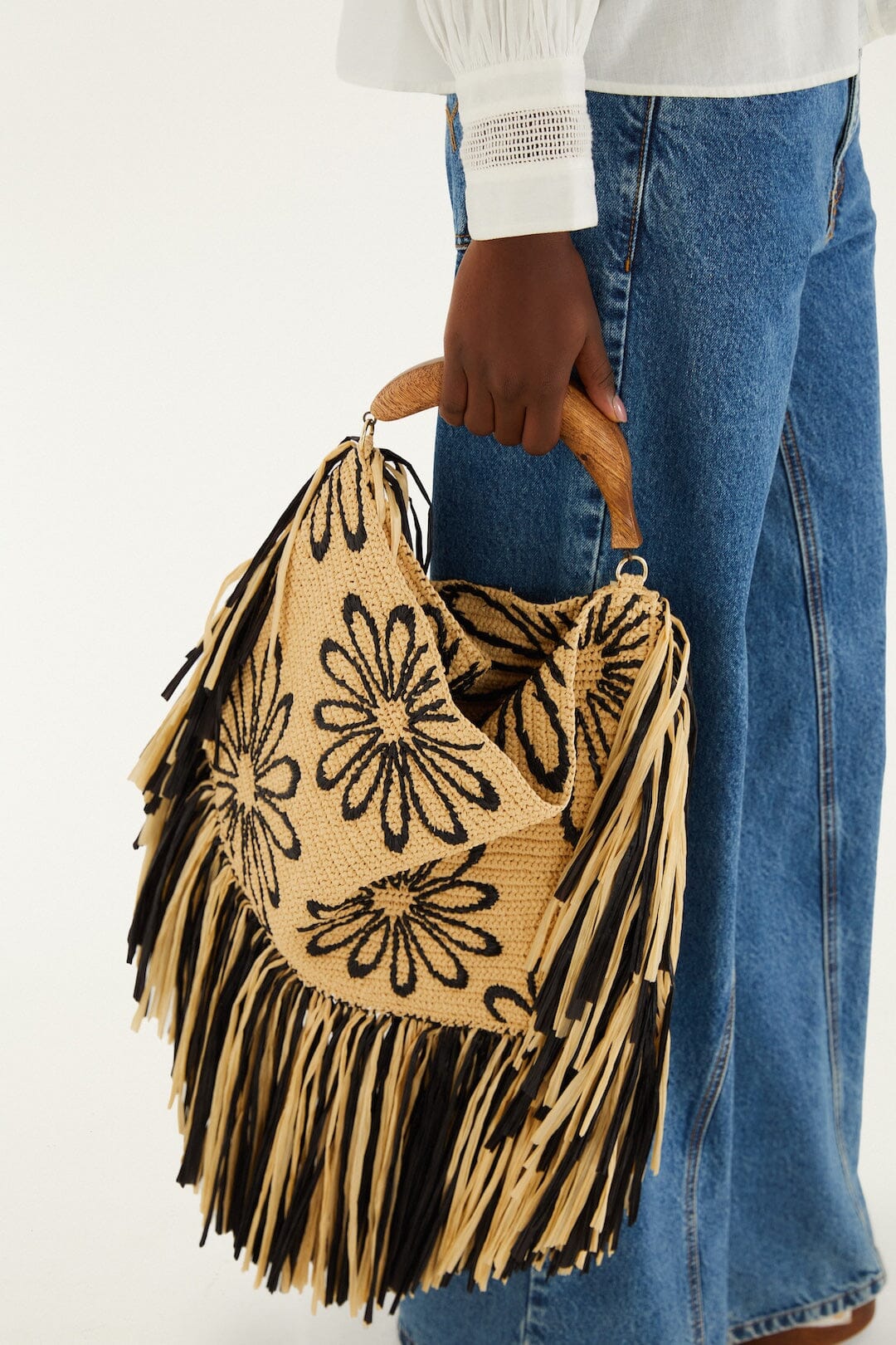 FARM Rio Shop Fringed Raffia Mini Bag