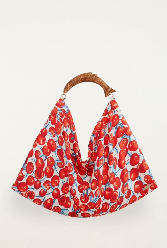 FARM Rio Shop Red Cherry Satin Medium Scarf Bag
