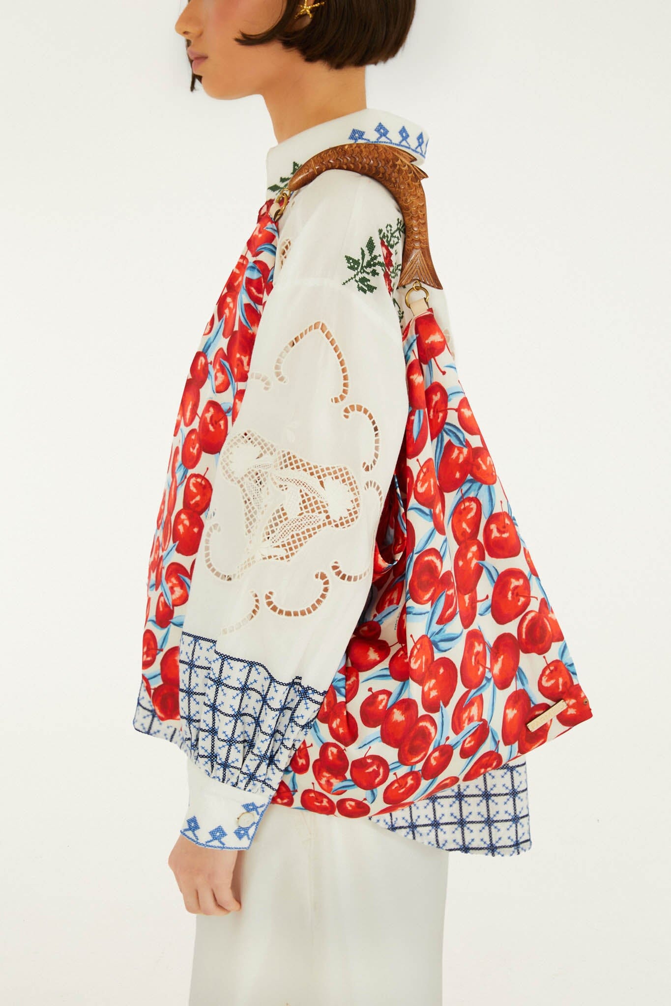 FARM Rio Shop Red Cherry Satin Medium Scarf Bag