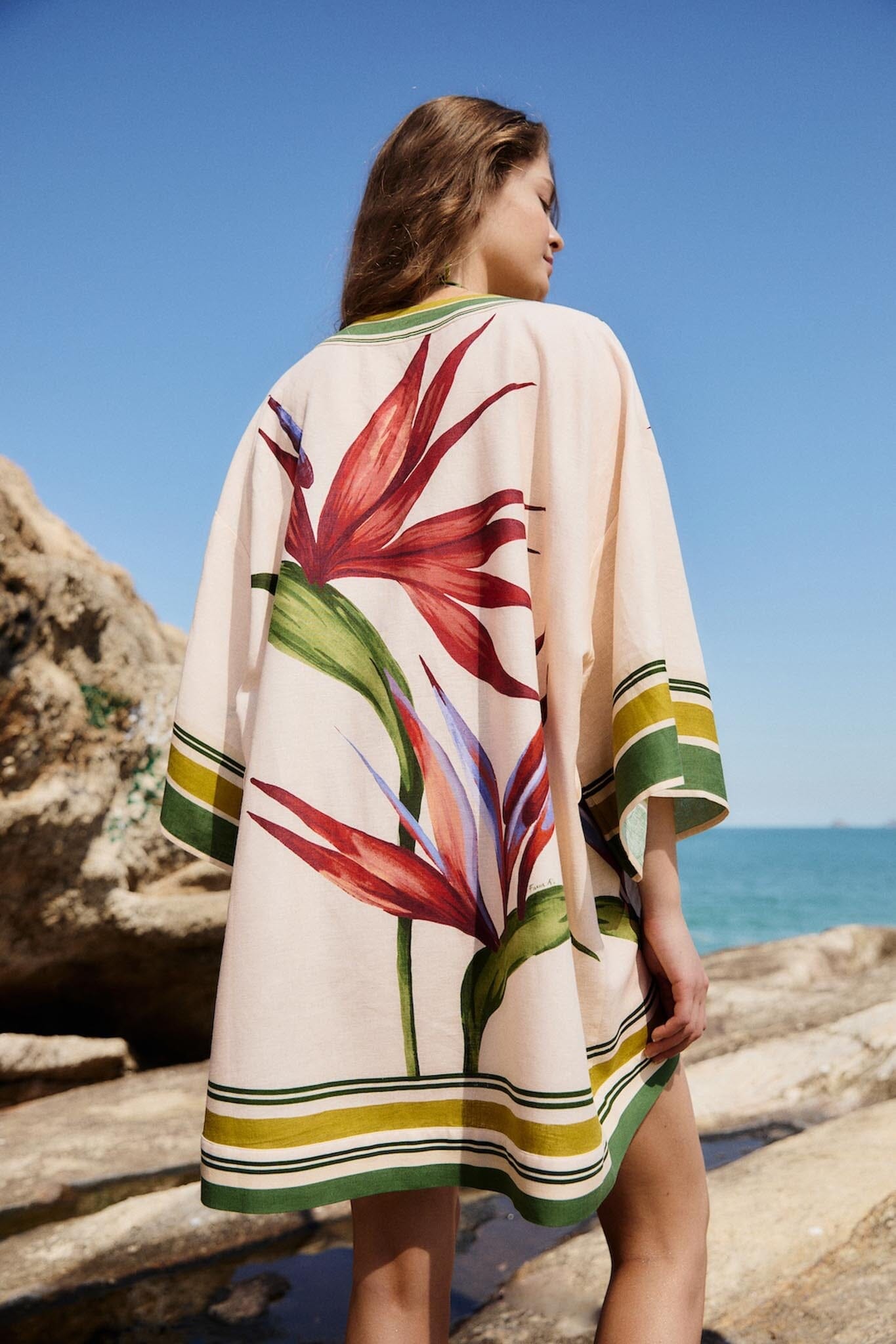 FARM Rio Shop Light Blush Strelitzia Kimono