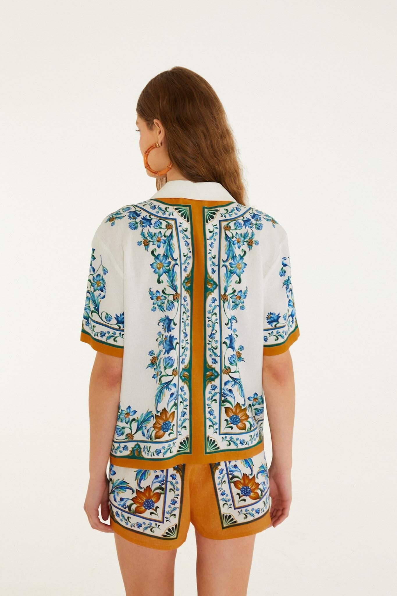 FARM Rio Shop Off-White Flora Tile Blouse