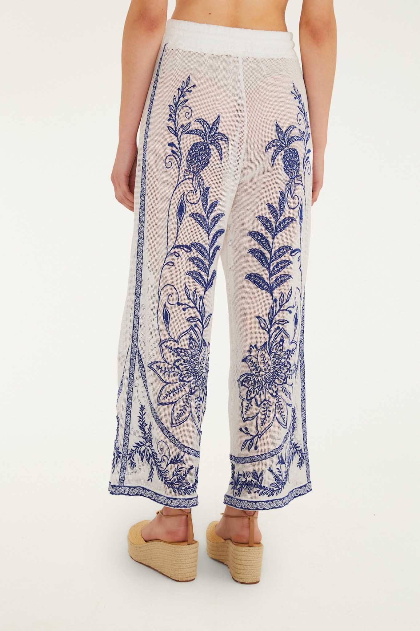 FARM Rio Shop Off-White Nina Embroidery Pants