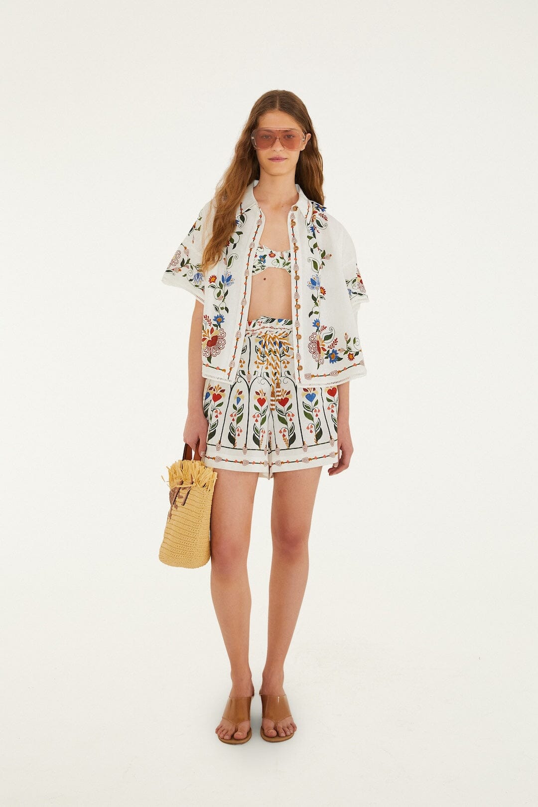 FARM Rio Shop Off-White Stitched Garden Blouse