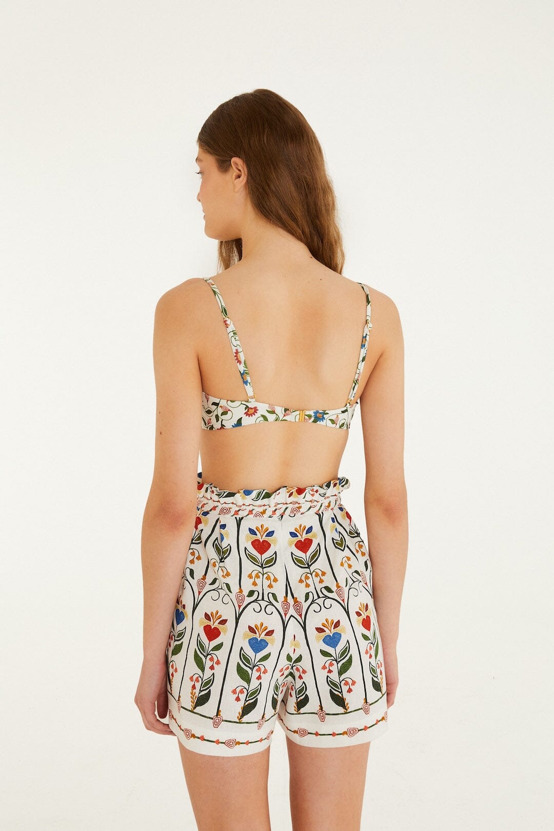 FARM Rio Shop Off-White Stitched Garden Shorts