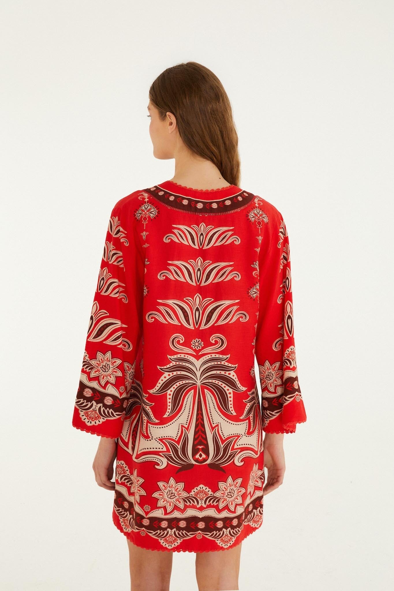 FARM Rio Shop Red Ainika Garden Front Ties Mini Dress