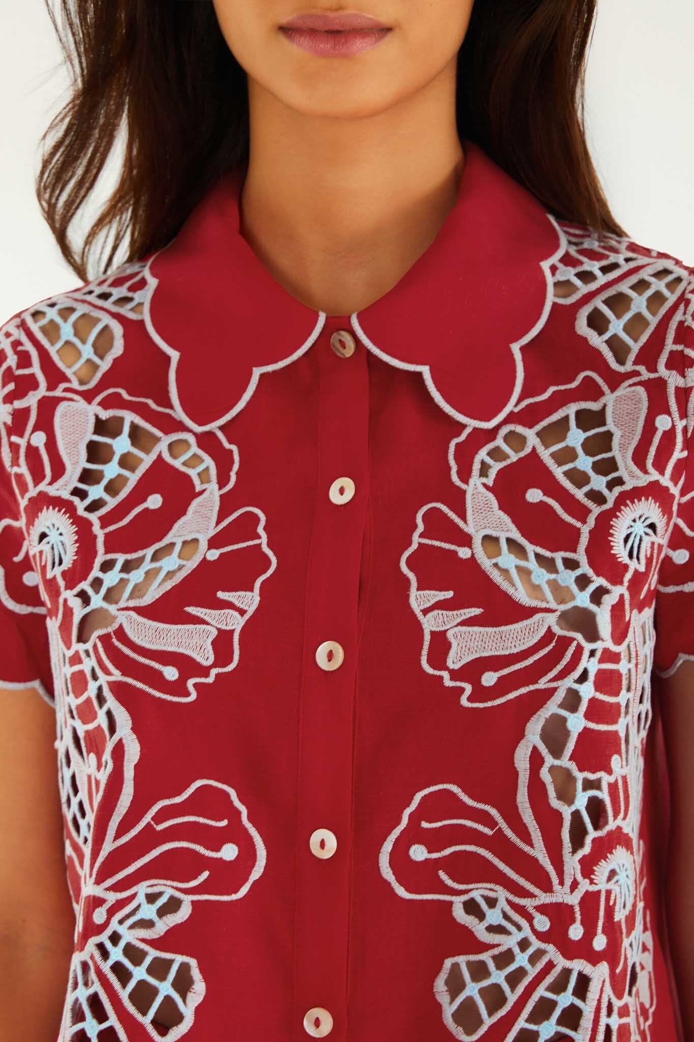 FARM Rio Shop Blouse With Embroidery And Buttons